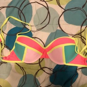 color block push up bikini top